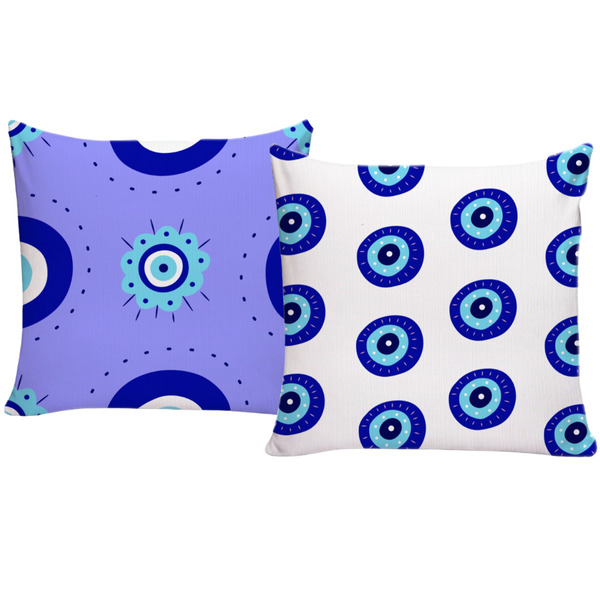 Kit 2 Almofadas Decorativas Para Sofá 40x40 Olho Grego Branco