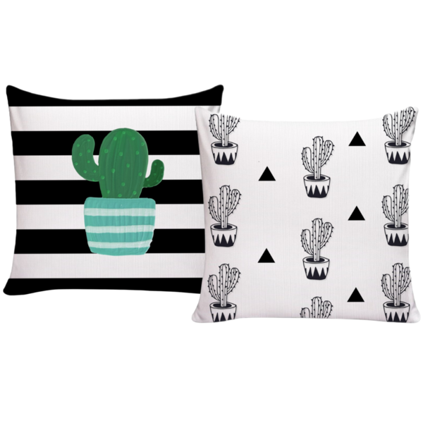 Kit 2 Almofadas Decorativas Para Sofá Cheias 40x40 Cactos Bra