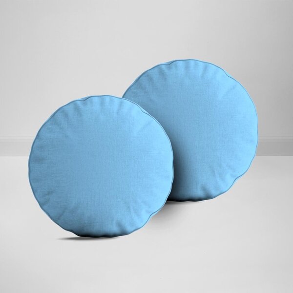 Kit 2 Almofadas Redondas Azul Fraco Único