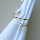 Kit 2 Anéis Guardanapo Pérola Duas Voltas Dourado