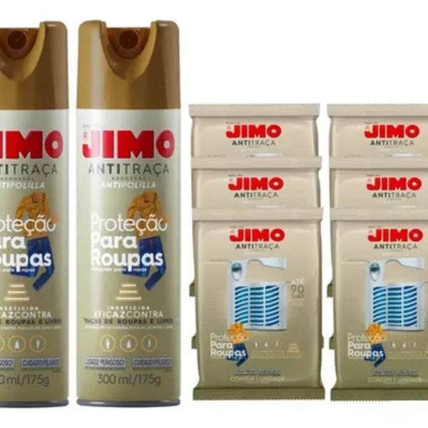 Kit 2 Anti Traça Jimo 300ml + 6 Cartelas Anti Traça Jimo