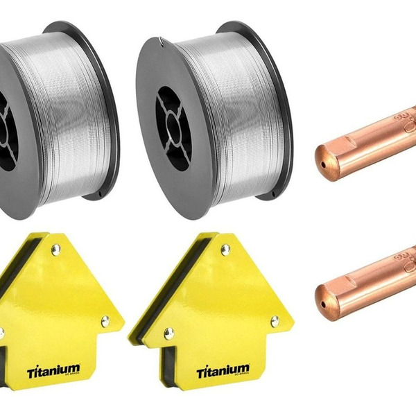 Kit: 2 Arame Mig Revestido Uso S/ Gás 0,8mm Rolo 1kg  + 2 Bic