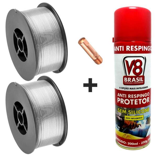 Kit - 2 Arame Mig Uso Sem Gás 0,8mm E71t-sg - 1kg + 1 Anti Re