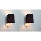 Kit/2 Arandela Cilíndrica Md-2009 Base Branco Cúpula Em Tecid