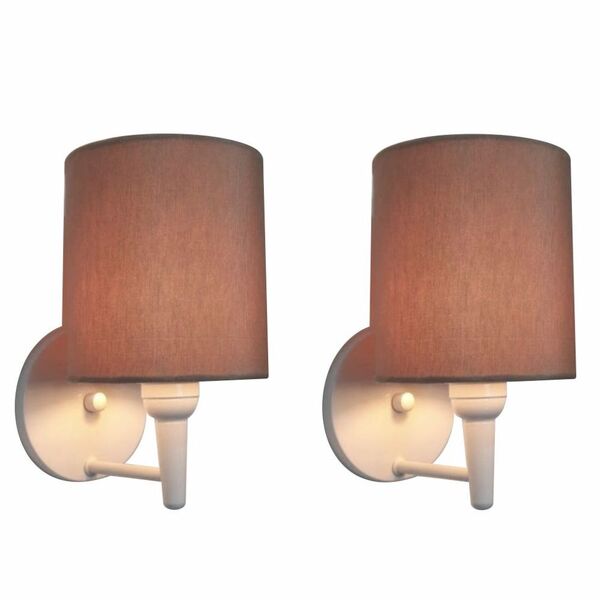 Kit/2 Arandela Cilíndrica Md-2009 Base Branco Cúpula Em Tecid