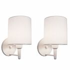 Kit/2 Arandela Cilíndrica Md-2009 Base Branco Cúpula Em Tecid