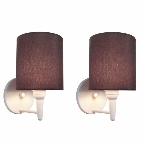 Kit/2 Arandela Cilíndrica Md-2009 Base Branco Cúpula Em Tecid