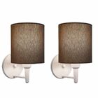 Kit/2 Arandela Cilíndrica Md-2009 Base Branco Cúpula Em Tecid