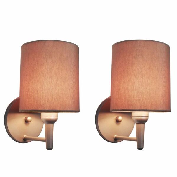 Kit/2 Arandela Cilíndrica Md-2009 Base Cinza Cúpula Em Tecido