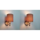 Kit/2 Arandela Cilíndrica Md-2009 Base Cinza Cúpula Em Tecido