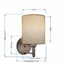 Kit/2 Arandela Cilíndrica Md-2009 Base Cinza Cúpula Em Tecido