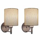 Kit/2 Arandela Cilíndrica Md-2009 Base Cinza Cúpula Em Tecido