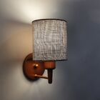 Kit/2 Arandela Cilíndrica Md-2009 Base Cobre Cúpula Em Tecido