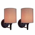 Kit/2 Arandela Cilíndrica Md-2009 Base Preto Cúpula Em Tecido