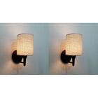 Kit/2 Arandela Cilíndrica Md-2009 Base Preto Cúpula Em Tecido