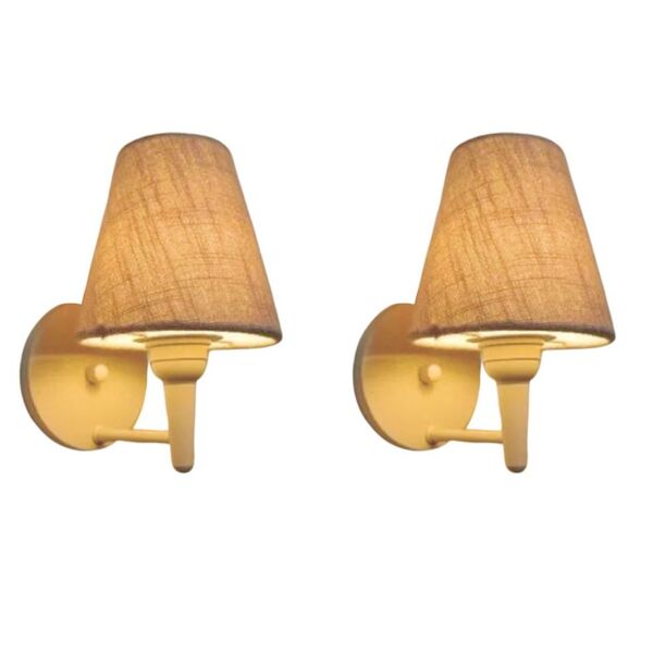 Kit/2 Arandela Cone Md-2004 Base Branco Cúpula Em Tecido 14/1