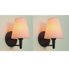 Kit/2 Arandela Cone Md-2004 Base Preto Cúpula Em Tecido 14/14