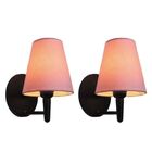 Kit/2 Arandela Cone Md-2004 Base Preto Cúpula Em Tecido 14/14