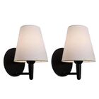 Kit/2 Arandela Cone Md-2004 Base Preto Cúpula Em Tecido 14/14