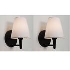 Kit/2 Arandela Cone Md-2004 Base Preto Cúpula Em Tecido 14/14