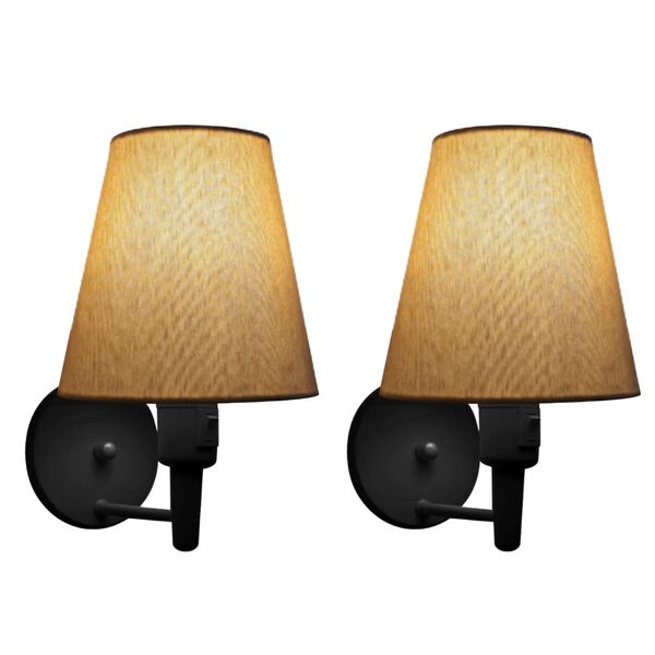 Kit/2 Arandela Cone Md-2013 Preto C/ Inter Liga E Desl Cúpula