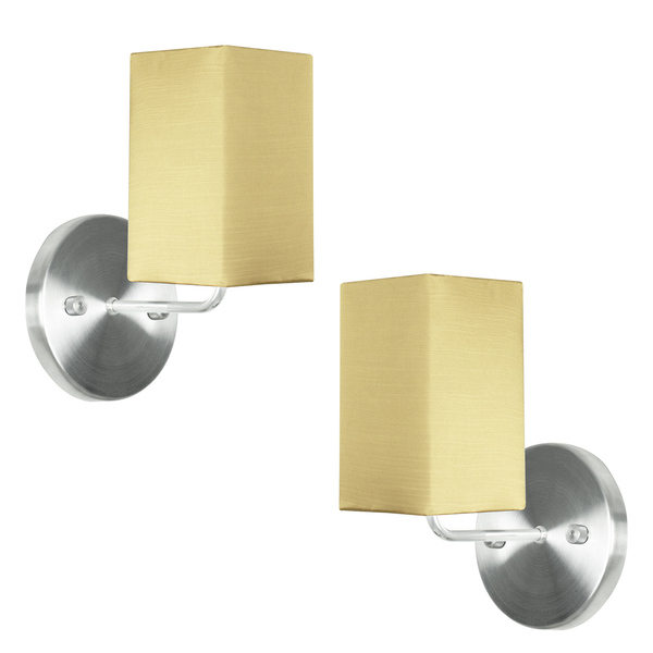 Kit 2 Arandela De Cupula Quadrada Shantung Dourado