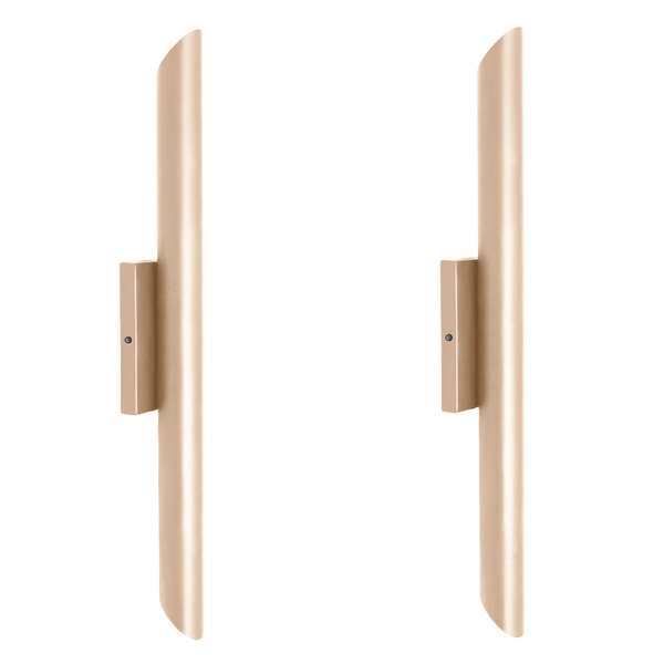 Kit 2 Arandela De Parede Tubo Cilindro 2 Fachos Champagne 50cm