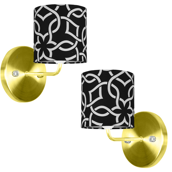 Kit 2 Arandela Dourado De Cupula Cilíndrica Elos Preto