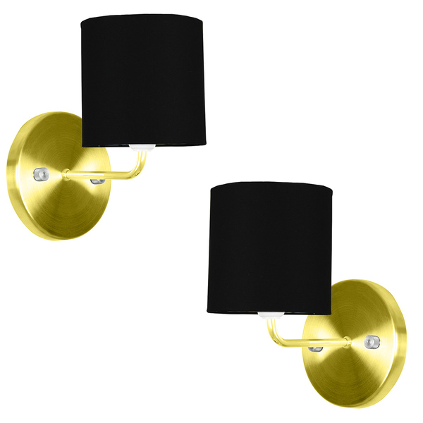 Kit 2 Arandela Dourado De Cupula Cilíndrica Preto