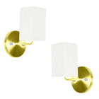 Kit 2 Arandela Dourado De Cupula Quadrada Linho Claro