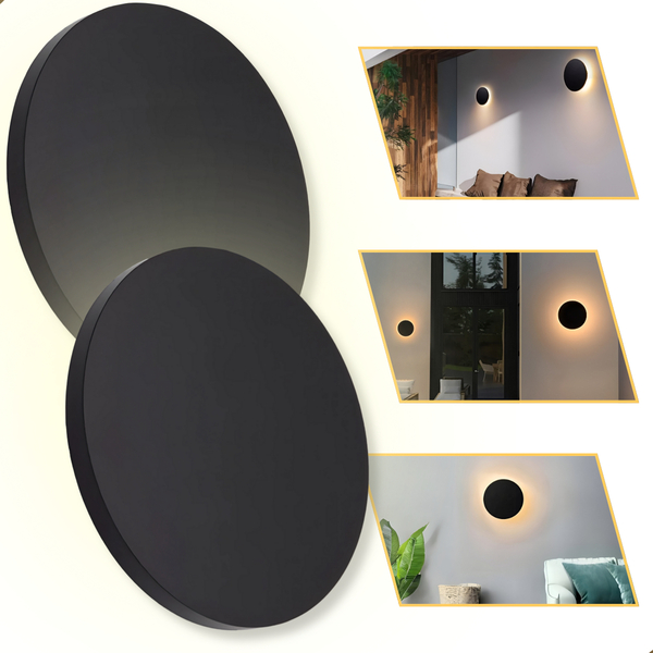 Kit 2 Arandela Eclipse 12w Externa/interna P/ Parede 3000k