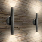 Kit 2 Arandela Foco Duplo Slim Palito - Preto + Led Gu10