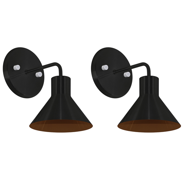 Kit 2 Arandela Interna Retro Tenesse Aluminio Preto / Cobre