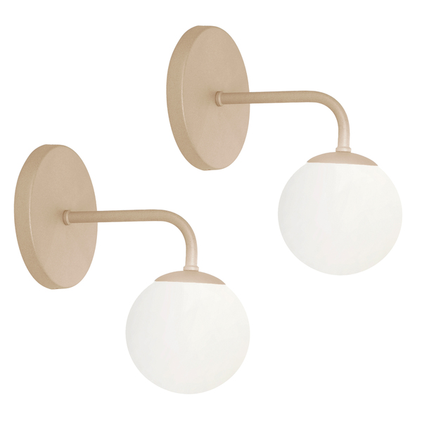 Kit 2 Arandela Luminária Parede Bolinha Globo Vidro Champagne