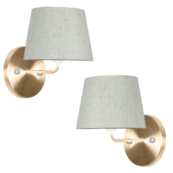 Kit 2 Arandela New Cobre Com Cupula Tradicional Linho Claro