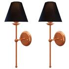 Kit 2 Arandela Parede Cúpula Tecido Preto Cabeceira Cobre P