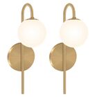 Kit 2 Arandela Parede Globo Vidro Dourado Retro Vintage 34cm