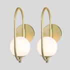 Kit 2 Arandela Parede Online  Dourado Globo De Vidro Branco