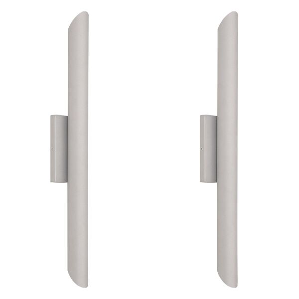 Kit 2 Arandela Parede Tubo Cilindro 2 Fachos Alumínio Prata 5