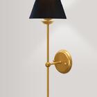 Kit 2 Arandelas Abajur Cúpula Preto Tecido Lavabo Dourado G