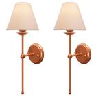 Kit 2 Arandelas Abajur Cúpula Tecido Algodão Quarto Cobre P