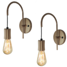 Kit 2 Arandelas Abajur Luminária Parede Botão Cama Bronze