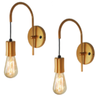 Kit 2 Arandelas Abajur Luminária Parede Botão Cama Dourado