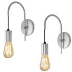 Kit 2 Arandelas Abajur Luminária Parede Quarto Cama Prata