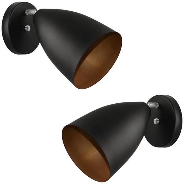 Kit 2 Arandelas Articulada Retro Vegas Gourmet Preto/cobre