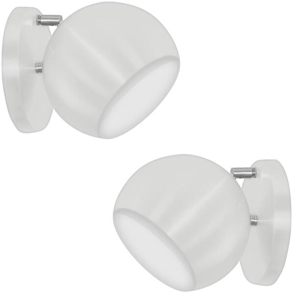 Kit 2 Arandelas Articuladas Retrô Bola Branco/branco