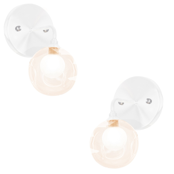 Kit 2 Arandelas Branco Harmony Bolinha Ambar