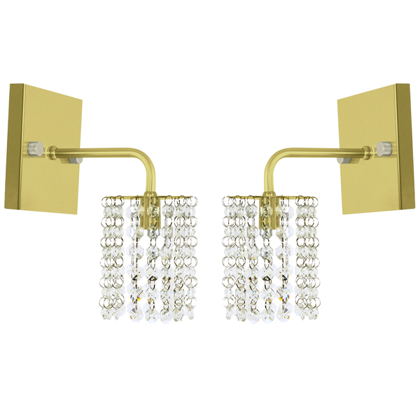 Kit 2 Arandelas De Cristal Legitimo Clearcast Dourada