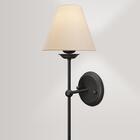 Kit 2 Arandelas De Parede Cúpula Tecido Algodão Sala Preto P