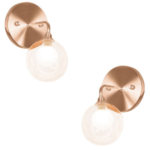 Kit 2 Arandelas New Cobre Harmony Bolinha Ambar